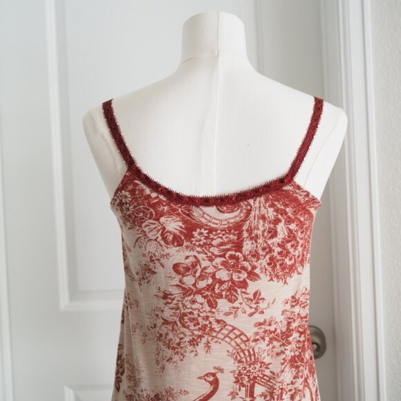 Rare! Kimchi & Blue Red and Cream Camisole With Peacock Toile Print Sz XS - Picture 12 of 15